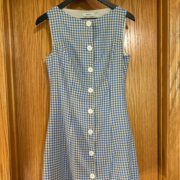 Blue Gingham Mini Dress - Size M - Picture 1 of 4